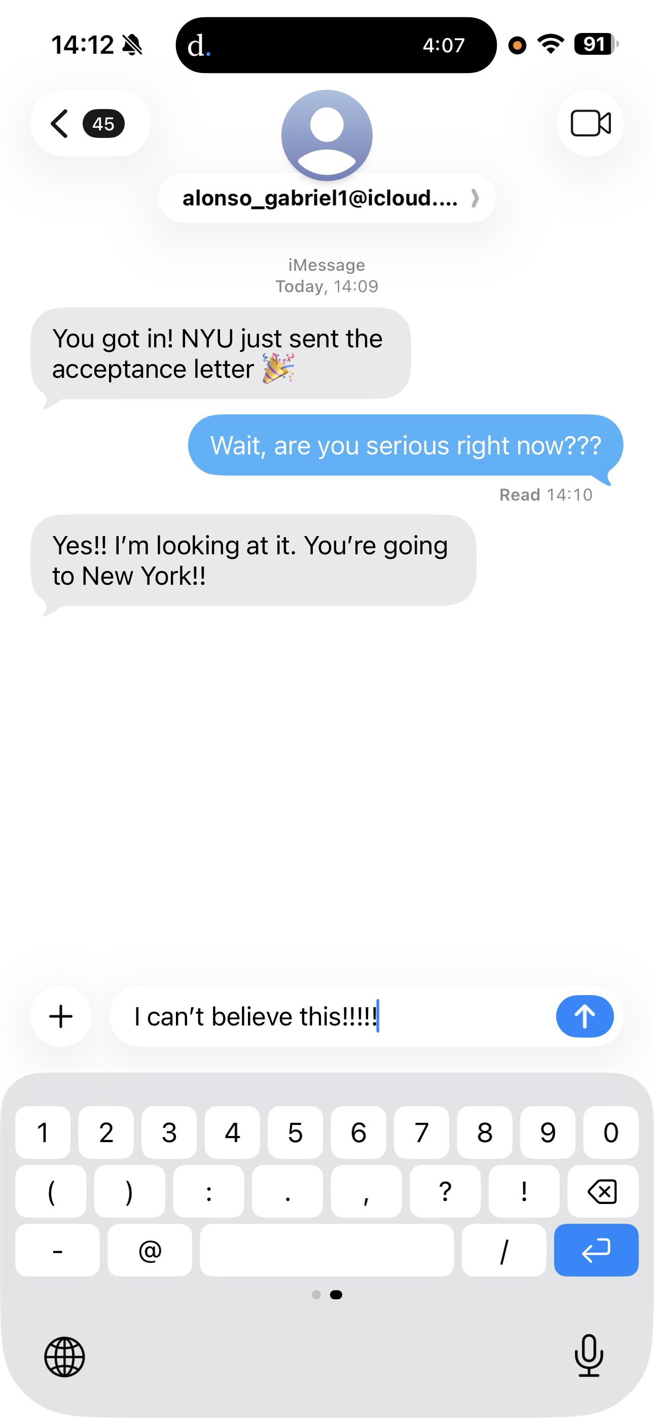 Keys — numbers and punctuation keyboard